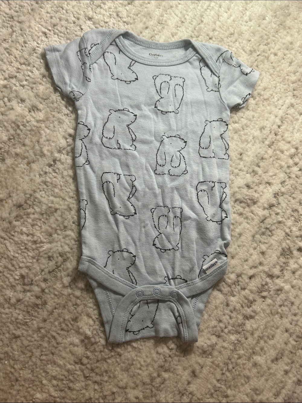 Gerber Light Blue Bear Pattern Baby One-Piece Bodysuit